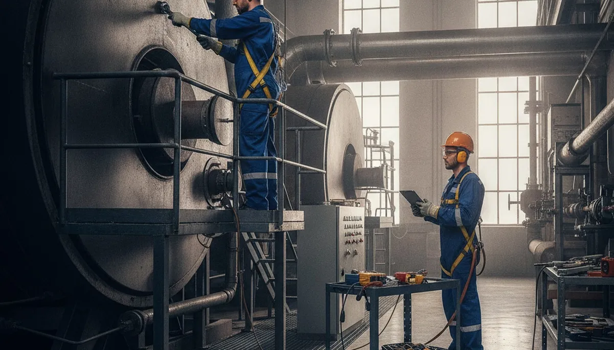 Boiler repair technician servicing a home in Los Angeles, CA for reliable heat