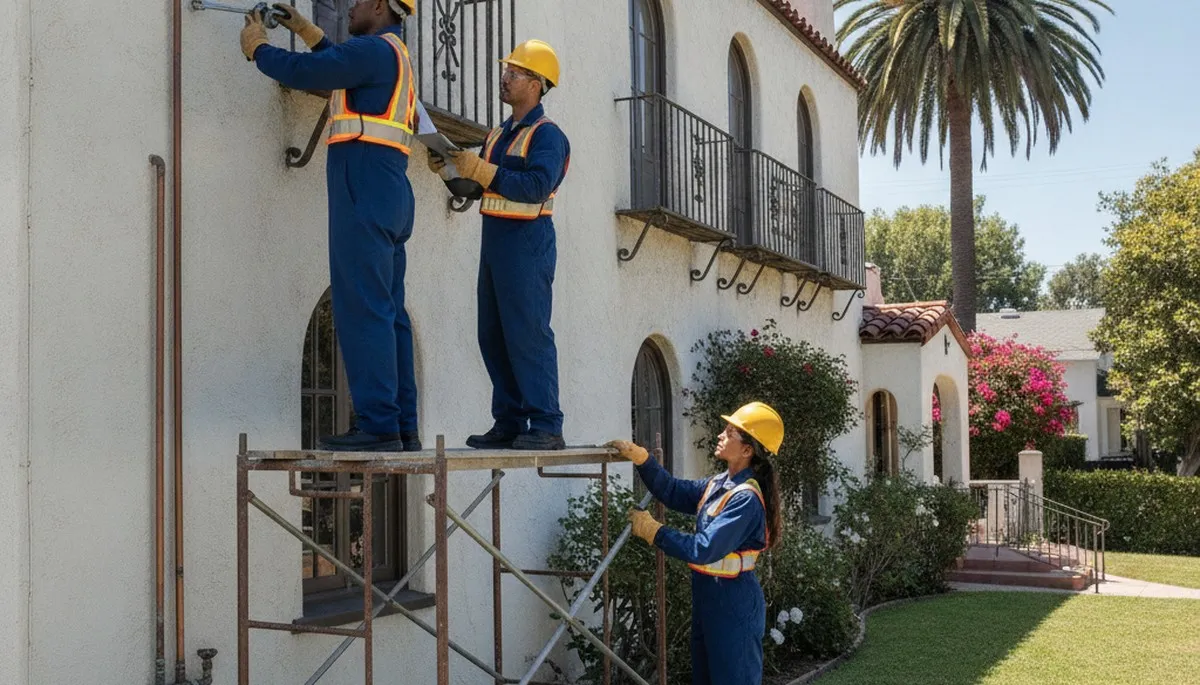 Plumber repairing a pipe in Los Angeles, CA for fast residential plumbing service