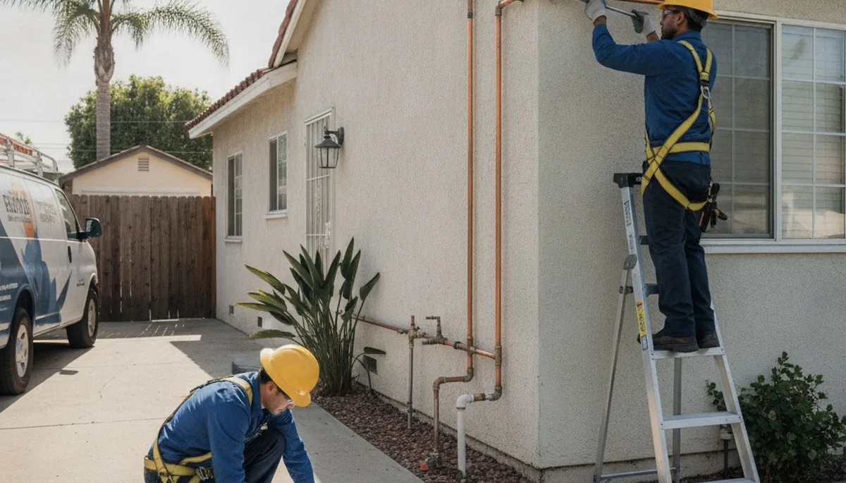 Plumber repairing a pipe in Los Angeles, CA for expert plumbing service
