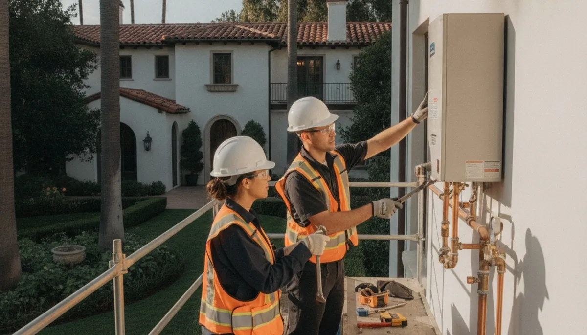 Los Angeles, CA plumber repairing a residential pipe for plumbing service