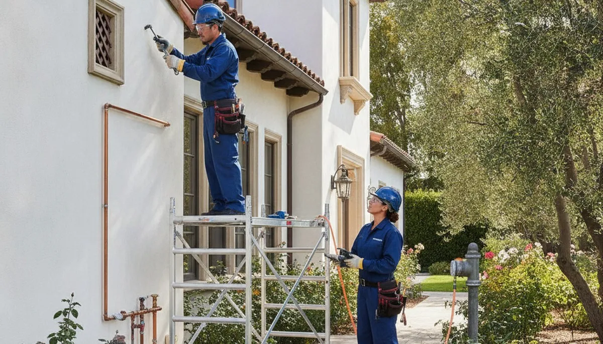 Los Angeles, CA plumber repairing a pipe for a local plumbing repair service